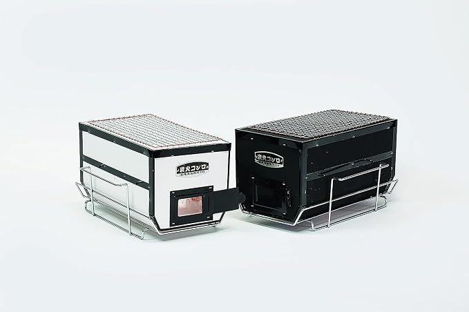 Japanese BBQ Charcoal Grill - Shichirin, Konro, Hibachi, Tabletop Barbecue - White - Made in Japan - 6.3 x 11.8 in