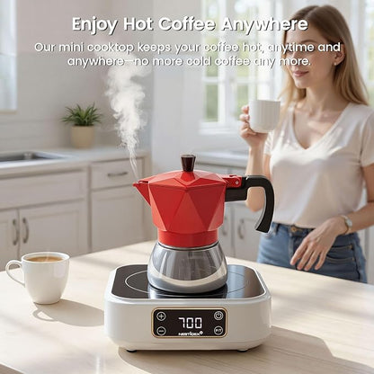 Mini Induction Cooktop 700W, 120V Portable Single Induction Burner – Compact Electric Hot Plate for Small Kitchens, Travel, RV, Camping – Quick Heat for Coffee, Tea, Flameless, Easy-Clean