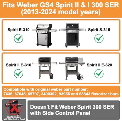 3400302 Flavorizer Bars for Weber GS4 Spirit II/I 300 SER E310 E320 S310 S320 Accessories Weber GS4 Spirit 2 Grill Replacement Parts Webber 7636 69797 67046 Burner Covers 15.3", 304 Stainless Steel