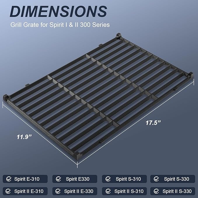 Spirit e310 7636 Flavorizer Bars & 69787 Grill Burner 7638 Grill Grate for Weber Spirit & GS4 Spirit II 300 Series E310 E320 E330 S310 S320 S330 68950 with Front Control, for Weber Grill Parts
