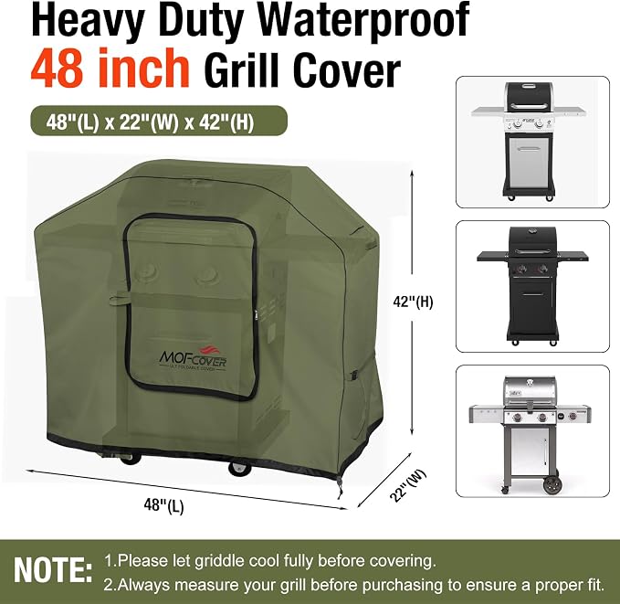 Exclusive Foldable 48 inch Grill Cover, 600D Heavy Duty Waterproof Outdoor BBQ Cover for 2-3 Burners Grill Weber Nexgrill CharBroil, Green