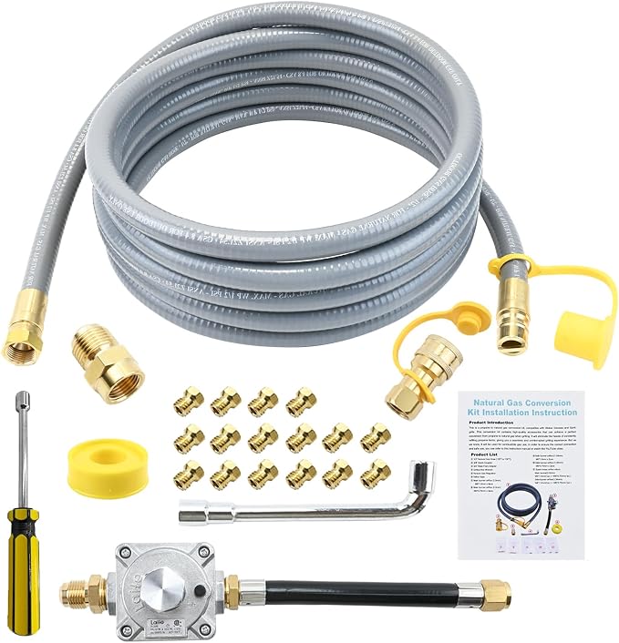 Propane to Natural Gas Conversion Kit Compatible with weber genesis, genesis II, spirit and spirit II, etc Grills,15FT 1/2" Natural Gas Conversion Kit with Regulator for weber Grills, 1-Year Warranty