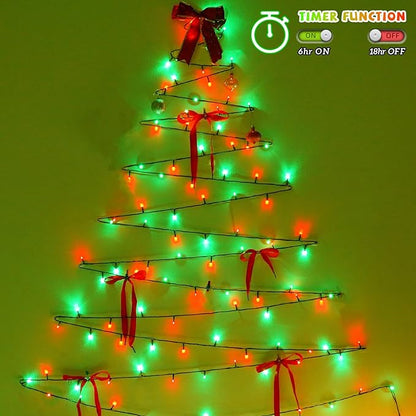 QITONG 500LED Red and Green String Lights, 165ft Christmas Lights Outdoor Waterproof with Plug in, Green Wire Twinkle Tree Lights Indoor with 8 Modes