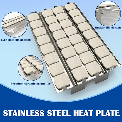 SafBbcue Heat Plate Flame Tamer with Ceramic Briquettes Replacement Parts for Lynx LDR27 LDR30 LIJ27 LIJ30 LDR42 LIJ42 LDR54 LIJ54 LSB1 LSB2 LBQ27 LBQ36 LBQ48