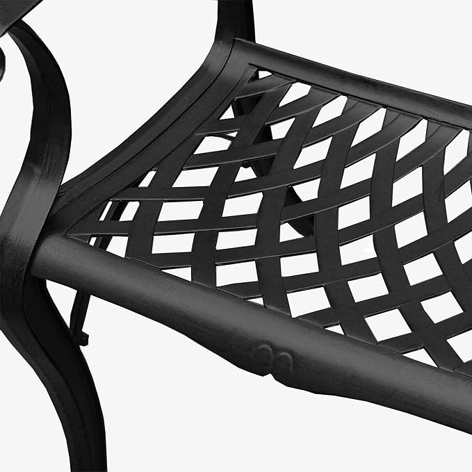 Oakland Living 1025-2777(8)-LBK Modern Outdoor Mesh Lattice Aluminum 95-in Large Black Oval Patio Eight Arm Chairs Dining Set