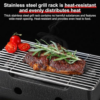 Japanese Charcoal Grill Hibachi & Yakitori Grill BBQ Stove Robata Stainless steel aluminum alloy and wooden base Outoor BBQ Cooking (A,Extra Large)