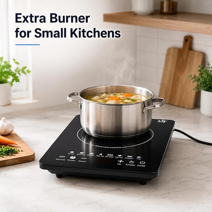 Portable Induction Cooktop, 110V Countertop Single Burner - 8 Power | 8 Power Settings, LCD Touch Control, 180-Min Timer, Preset Cooking, Compact Hot Plate for Kitchen, Dorm, RV