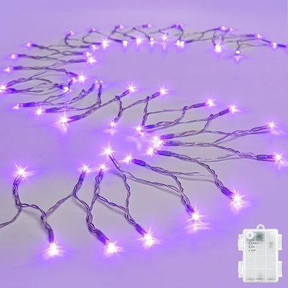 cshare String Lights Outdoor Waterproof 9.8ft 30 LED, Purple Fairy Lights Battery Operated with Timer Clear Wire for Indoor & Outdoor Christmas Halloween Decorations Garland Party Garden
