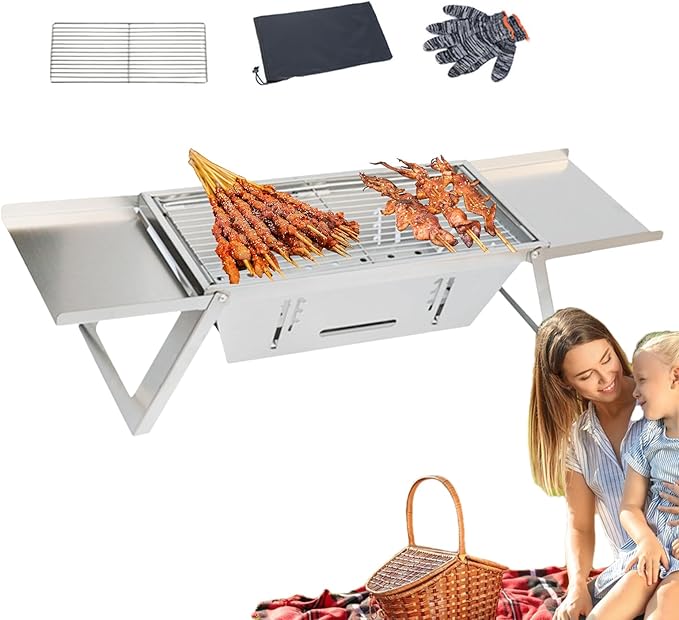 Portable Camping Charcoal Grill | Camping Grill Foldable BBQ Stove,Thickened Barbecue Thickened Barbecue For Home Use, Hiking