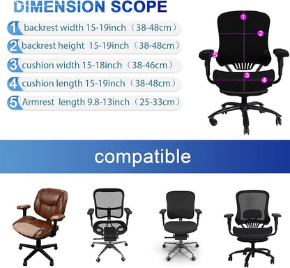 Tallew 4 Pcs Office Chair Covers Stretchable Armrest Seat,XL,Black | Universal Fit Office Desk Chairs, Protective Seat Backrest Slipcovers, Stretchable Prevent Wear, Easy Install for Rotating