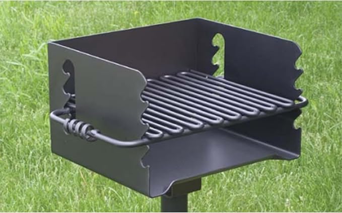 Pilot Rock 2 Pack Park-Style Steel Outdoor BBQ Charcoal Grill (Asadores de Carbon), Cooking Grate and Post for Camping or Backyard