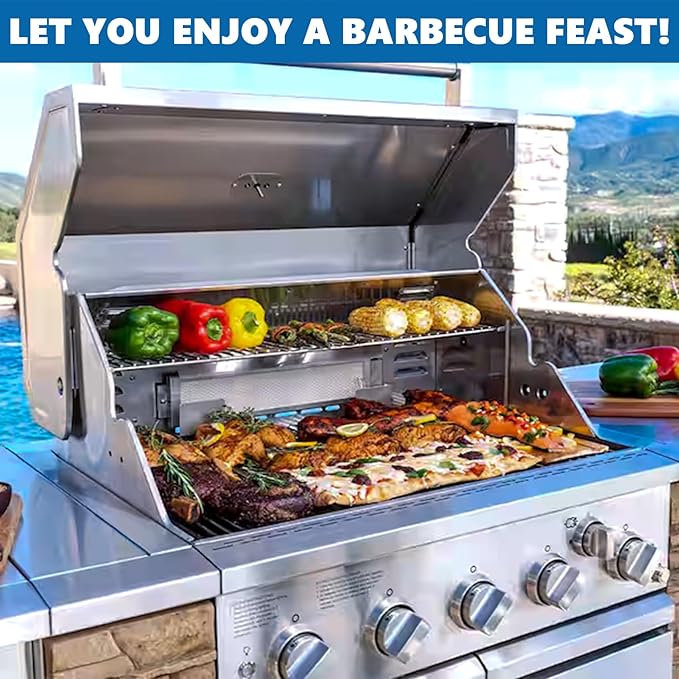 SafBbcue Replacement Kit for Spire Premium 5 Burner 740-0788P, Parts for Spire Premium Grill Accessories, Cooking Grates & Heat Plates Kit for Spire 740-0788P Grill, Stainless Steel