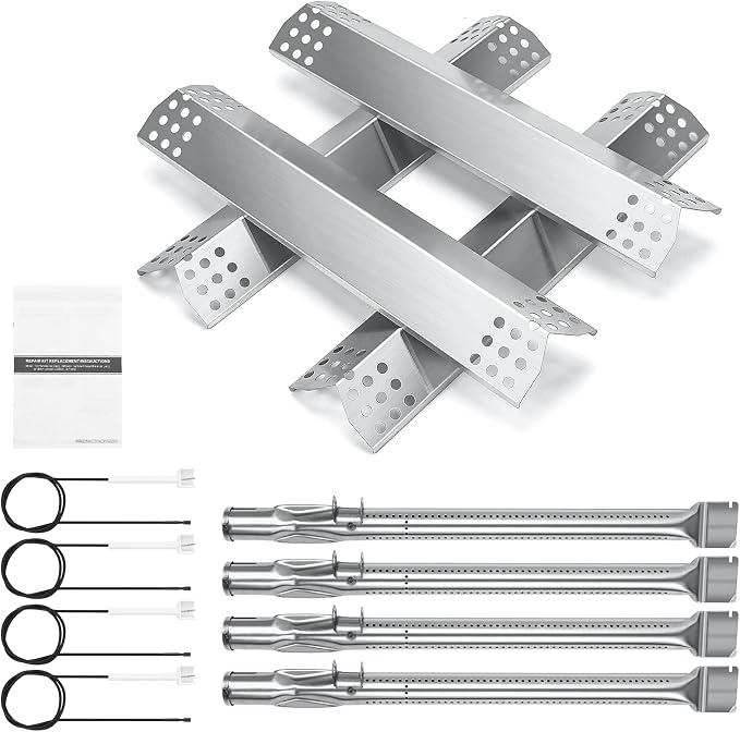 Replacement Parts for Monument Grills 24367, 35633, 17842 | Stainless Steel Heat Plates, Burner & Igniter Kit, for Monument 4-Burner Gas Grills 24633, 41847NG, 77352, 77352MB
