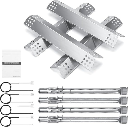 Replacement Parts for Monument Grills 24367, 35633, 17842 | Stainless Steel Heat Plates, Burner & Igniter Kit, for Monument 4-Burner Gas Grills 24633, 41847NG, 77352, 77352MB