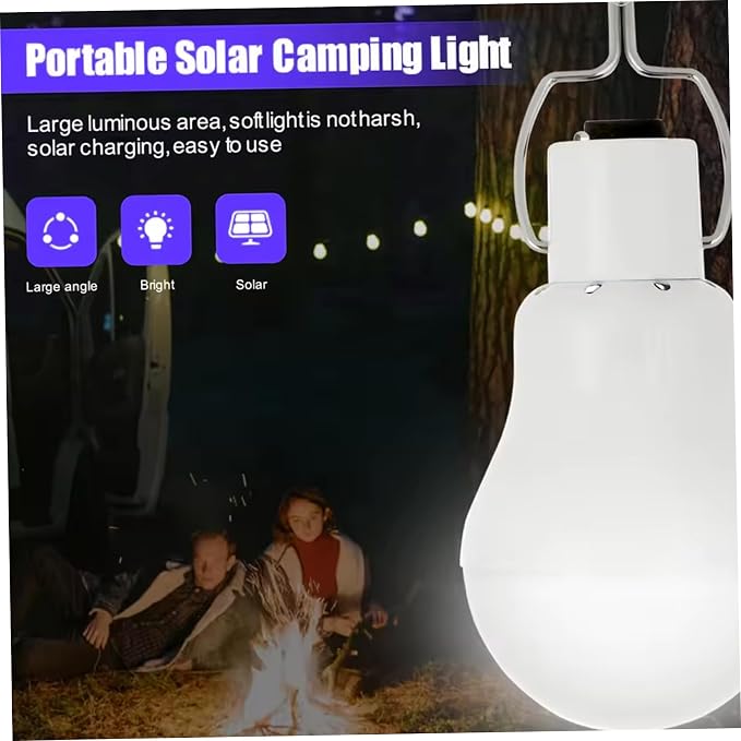 2Pcs Portable Rechargeable Solar Light Bulb, Camping Light Outdoor for Hiking Fishing Tent Indoor Shed Chicken Coop