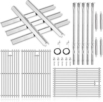 Criditpid Grill Replacement Parts for Charbroil Performance 5 Burner 463448021 463455021 463450022 463451022 463459021 463458021, Grill Grates, Heat Plates, Burners and Igniter for Charbroil Gas Grill