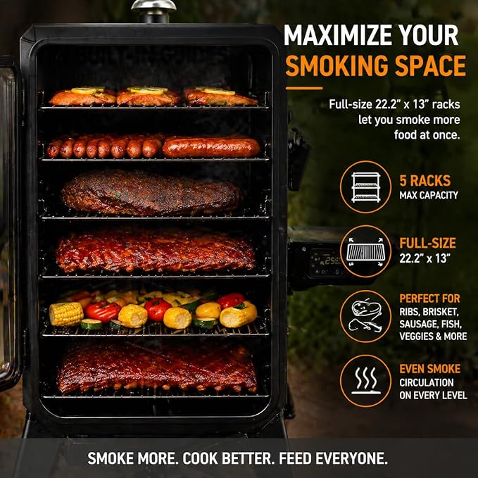 Uniflasy Replacement Smoker Rack for Pit Boss PBV6PSE Pro Elite 6 Series | 22.2 x 12.9 in, Black Porcelain-enamel Steel, Verify Smoker Model and Rack-guide Spacing. Not for other Pit Boss models.