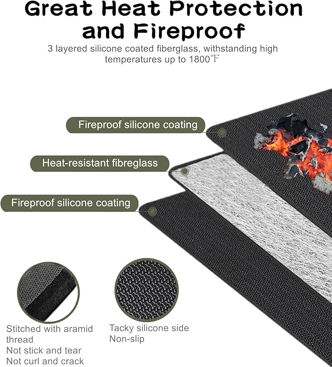 Falezern Extra Large 90 X 48 Inches Under Grill Mat for Under Outdoor Grill Deck Protector, Double-Sided Fireproof Mat for Under Fire Pit, Waterproof, Oil-Proof and Non-Slip BBQ Under Grill Floor Pad