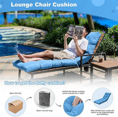 Outdoor Lounge Chair Cushions, 74.4 x 22 x 4.7 Inches Waterproof Fade Resistant Patio Cushion for Chaise Lounger