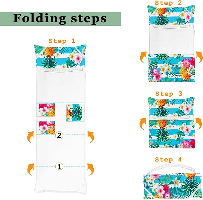 Beach Chair Cover with Side Pockets (1Pc), Thick and Quick Dry Lounge Chair Towel Cover for Sun Lounger Pool Sunbathing Garden Beach Hotel, No Sliding, Pineapple Theme