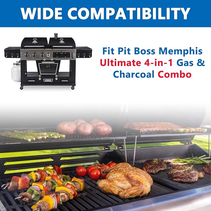 SafBbcue Grill Replacement Parts for Pit Boss Memphis Ultimate 4-in-1 Combo Grill, Porcelain Heat Plate Stainless Steel Burner for Pit Boss Memphis Ultimate Gas and Charcoal Combo Grill