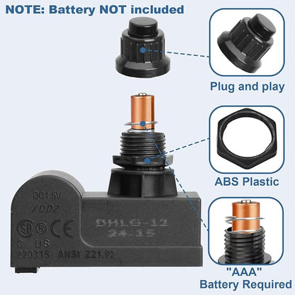 2-Outlet DHLG-12 Grill Igniter Kit for Charbroil, Electronic Ignition Module with Push Button & Wires, Replacement for Charbroil Performance 2/4/5/6 Burner Gas Grills