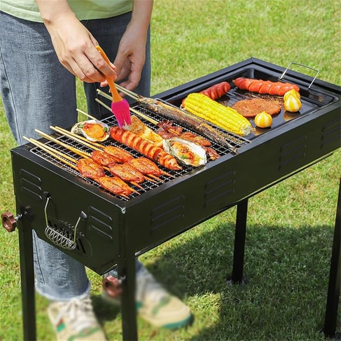 Thickened Portable Charcoal Grill for Camping BBQ Grills, Outdoor Barbecue Grill with Foldable Design, 66.5 * 30.5Cm Heavy Duty Camping Grill for Home and Outdoor Use,66.5 * 30.5Cm-D
