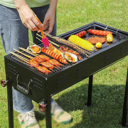 Thickened Portable Charcoal Grill for Camping BBQ Grills, Outdoor Barbecue Grill with Foldable Design, 66.5 * 30.5Cm Heavy Duty Camping Grill for Home and Outdoor Use,66.5 * 30.5Cm-D