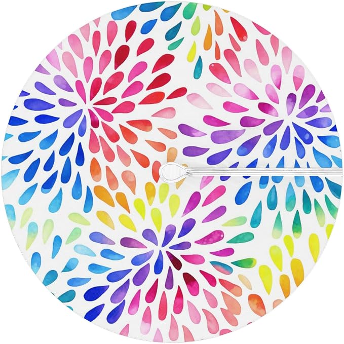 Fitted Round Tablecloth with Umbrella Hole and Zipper Spring or Summer Floral Outdoor Elastic Table Cloth 45"-56" Oil-Proof Waterproof Patio Table Cover for Picnic Party