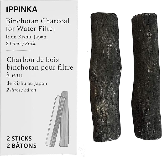 Binchotan Charcoal - Water Purifying Sticks for Great-Tasting Water from Kishu, Japan - Each Stick Filters up to 2 Liters of Water - 2 Sticks