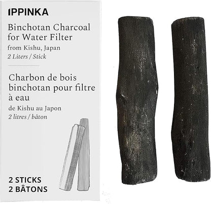 Binchotan Charcoal - Water Purifying Sticks for Great-Tasting Water from Kishu, Japan - Each Stick Filters up to 2 Liters of Water - 2 Sticks
