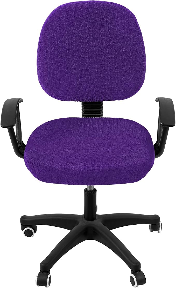 Smiry Office Computer Chair Covers for Desk Rotating Chair Protector | Stretch Jacquard Removable Washable Universal Slipcovers, Seat + Backrest Cover, Violet