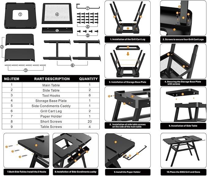 Grill Stand for Ninja Woodfire Outdoor Grills, Portable Adjustable Grill Cart Table for Ninja XSKUNSTAND OG700 OG800 OG900 OO101 Series & for Artisan MO201 Pizza Oven Stand Accessories with Shelves