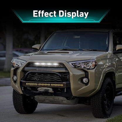 4 PCS Grill LED Lights, 12V 6000K Not Glaring Light with ABS Housing, Vehicle Front Bumper Grille Modification Accessories, Compatible with 4Runner (White)