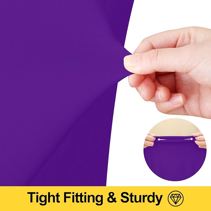 Smiry Spandex Elastic Fitted Table Cloth Skirt for 6FT Rectangle Table | Stretch Washable Table Cloth, Banquet Table Cover for Wedding, Party, Indoor & Trade Shows, (Purple, 72Lx30Wx30H)