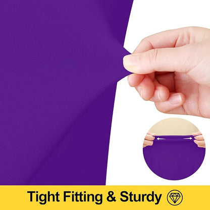 Smiry Spandex Elastic Fitted Table Cloth Skirt for 8FT Rectangle Table | Stretch Washable Table Cloth, Banquet Table Cover for Wedding, Party, Indoor & Trade Shows, (Purple, 96Lx30Wx30H)