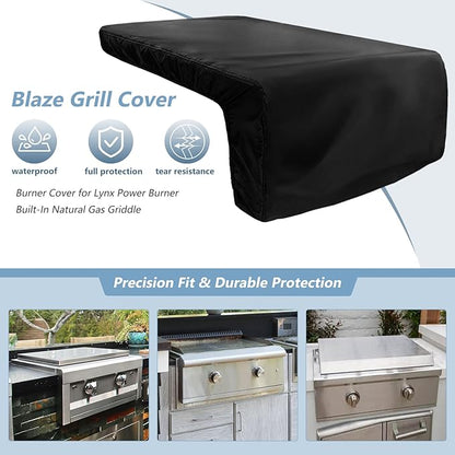 Burner Cover for Lynx Power Burner Built-in Natural Gas Griddle,Heavy Duty 600D Waterproof Burner Cover with Plush Lining,Suitable 26''L x 20''W x 13''H,Black