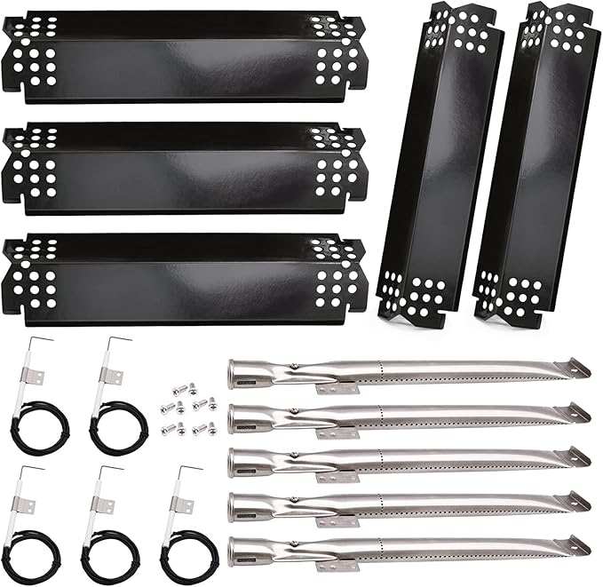 Grill Replacement Parts for Nexgrill 720-0888, 720-0888N, Home Depot Nexgrill 720-0830H, Grill Burner Tubes, Heat Shield Tent Plates and Igniters Kit Replacement for Nexgrill 5 Burner Grills, 5 Pack