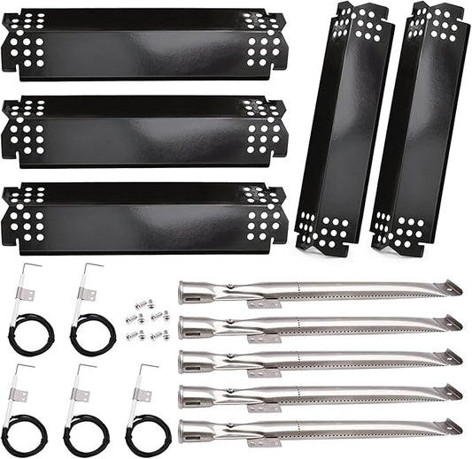 Grill Replacement Parts for Nexgrill 720-0888, 720-0888N, Home Depot Nexgrill 720-0830H, Grill Burner Tubes, Heat Shield Tent Plates and Igniters Kit Replacement for Nexgrill 5 Burner Grills, 5 Pack