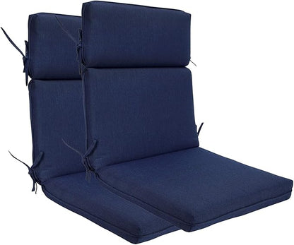 Indoor Outdoor High Back Dining Chair Cushions Replacement Patio Seat Cushion Fade Resistance, Set of 2 (Olefin Navy Blue)