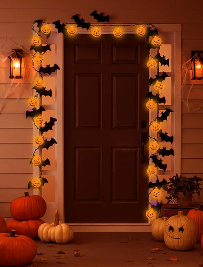 Halloween Decorations Pumpkin String Lights Outdoor, 8.5Ft Halloween Lights with 10 LED Waterproof Orange Jack-O-Lantern, Hanging Pumpkin String Lights UL Listed for Party Porch Home Window Decor