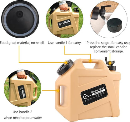 COOZMENT 3.2 Gallon/5 Gallon Water Containers with Spigot, BPA Free Water Jug, Military Green Water Tank, Multifunction Water Storage Containers for Camping Outdoor Hiking,Emergency Storage