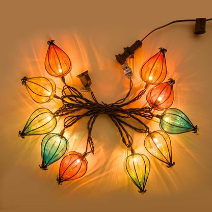 Outdoor String Lights Plug in with 10 Incandescent Bulbs, Multicolor Patio Lights Connectable Weatherproof Decorative Lantern String Lights for Gazebo Porch Bedroom Cottagecore Decor (Hot Air Balloon)