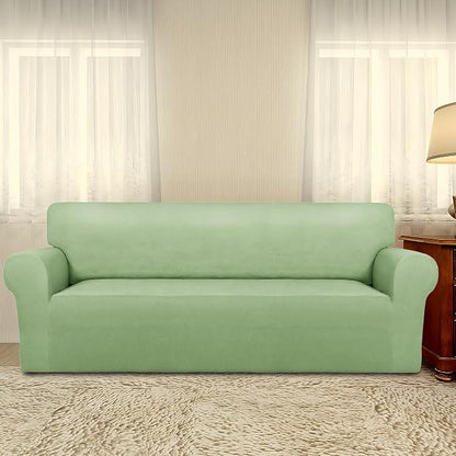 PureFit Stretch Couch Covers for Sofa Large Sofa Slipcovers Sage Green | 1-Piece Sofa Cover Washable Soft Couch Protector, Couch Slipcover with Non Skid Foam and Elastic Bottom for Kids, Dogs