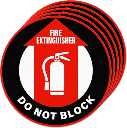 5 Pack Fire Extinguisher Do Not Block Sign Self Adhesive 12 Inch Safety Signs Non-Slip Waterproof Vinyl Floor Sticker for Office Warehouse Business Equipment