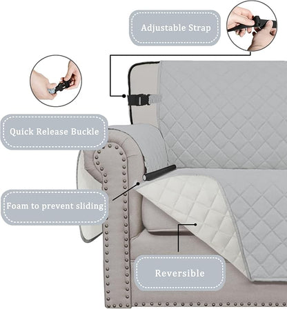 Easy-Going Reversible Couch Cover, Chair 30 in, Light Gray/Ivory | Machine Washable Slipcover For Dogs, Water Resistant Furniture Mat For Living Room, Non-Slip Sofa Cover, Pet Friendly