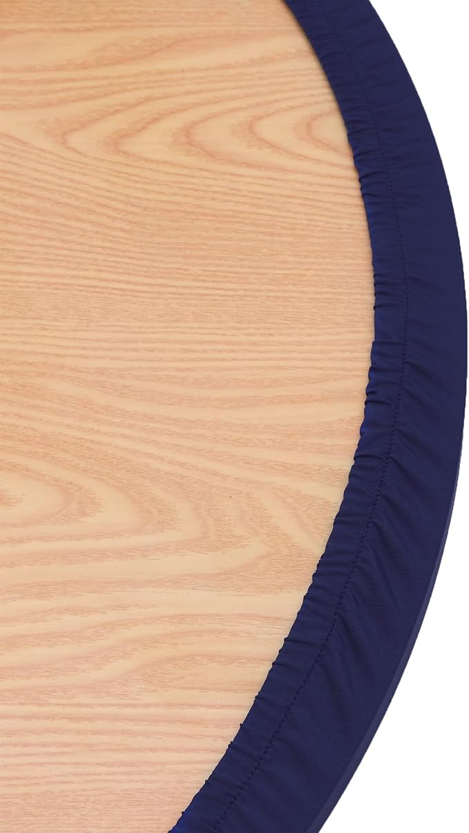 NEWISHER Round Fitted Table Cover Spandex Stretch Tablecloth Navy Blue Table Top Cover with Elastic Edged for Dining Picnic Patio 60 inch