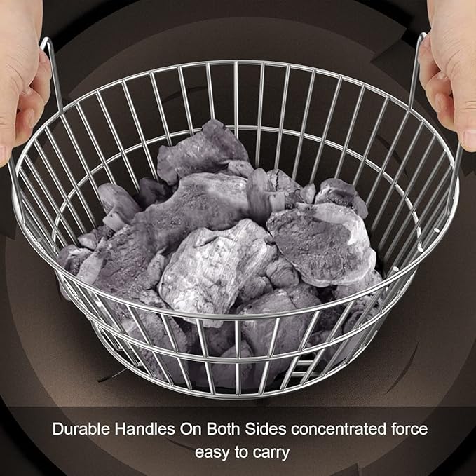 Stainless Charcoal Basket for Large Big Green Egg Grill, 14 inch Charcoal Grill Ash Basket fits Kamado Joe Classic, BGE Large and Other Similar Grills