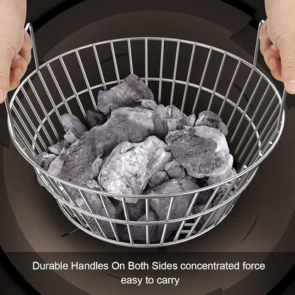 Stainless Charcoal Basket for Large Big Green Egg Grill, 14 inch Charcoal Grill Ash Basket fits Kamado Joe Classic, BGE Large and Other Similar Grills