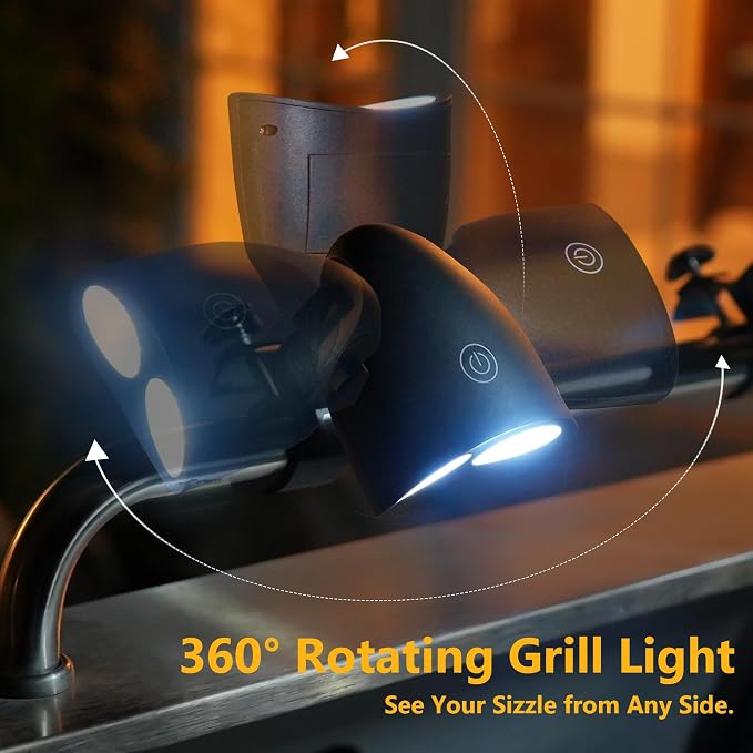Grill Lights with 10 LED Lights, Grill BBQ Lights with Aluminum Clip, BBQ Grill Accessories Suitable for Outdoor, Barbecues and Cycling Lighting, Gifts for Men